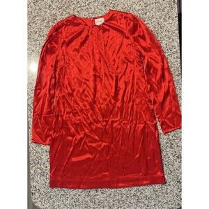 Nine West Red Dress Long Sleeve Size Small, Round Neck, Vibrant Red, Luxury.